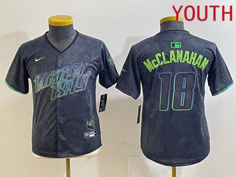 Youth Tampa Bay Rays #18 Mcclanahan Black City Edition 2024 Nike MLB Jersey style 2